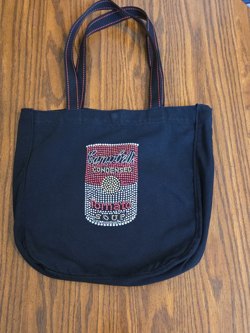 Vintage 2005 Campbell's Tomato Soup can rhinestone tote bag